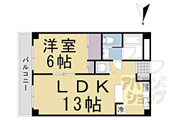エスカローナ玉田 2階1LDKの間取り