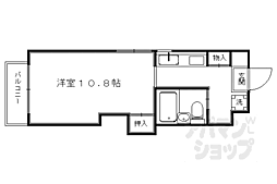 京都市営烏丸線 北大路駅 徒歩30分の賃貸マンション 2階1Kの間取り