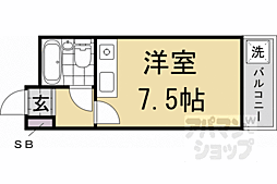 シングルクォーターズ西賀茂 ワンルームの間取図画像