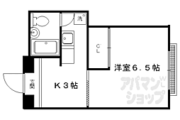 京阪本線 出町柳駅 徒歩24分の賃貸マンション 2階1Kの間取り