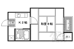 叡山電鉄叡山本線 一乗寺駅 徒歩7分の賃貸アパート 2階1Kの間取り