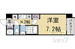 京都地下鉄東西線 二条駅 徒歩15分の賃貸マンション 7階1Kの間取り