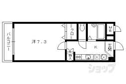 ミーティス衣笠 3階1Kの間取り