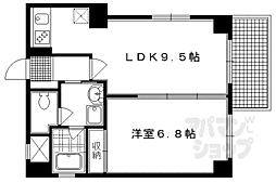 京都市営烏丸線 丸太町駅 徒歩13分の賃貸マンション 2階1LDKの間取り