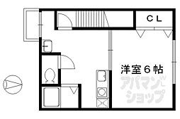 シャレー紫野 2階1Kの間取り