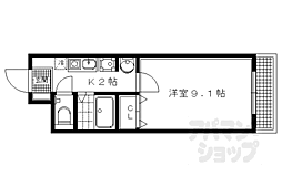 京都市営烏丸線 国際会館駅 徒歩14分の賃貸アパート 2階1Kの間取り