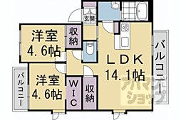 叡山電鉄鞍馬線 八幡前駅 徒歩11分の賃貸アパート 2階2LDKの間取り