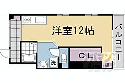 京都市営烏丸線 丸太町駅 徒歩14分の賃貸マンション 4階ワンルームの間取り