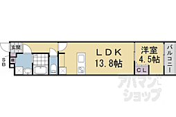京阪本線 出町柳駅 徒歩15分の賃貸マンション 3階1LDKの間取り