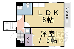 京都市営烏丸線 丸太町駅 徒歩6分の賃貸マンション 2階1LDKの間取り