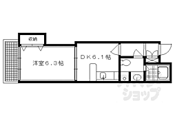 京阪本線 神宮丸太町駅 徒歩6分の賃貸マンション 5階1DKの間取り