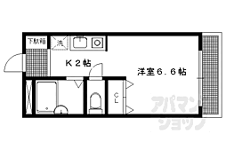 京都市営烏丸線 国際会館駅 徒歩12分の賃貸マンション 1階1Kの間取り