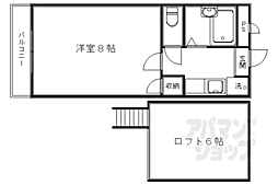 京都市営烏丸線 今出川駅 徒歩17分の賃貸マンション 5階1Kの間取り