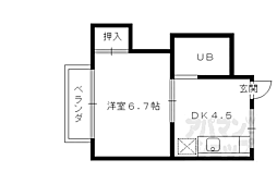 コーポ安井 2階1DKの間取り