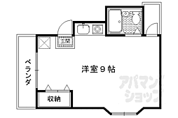 京阪本線 出町柳駅 徒歩7分の賃貸マンション 4階ワンルームの間取り
