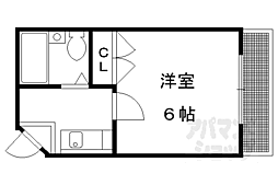 フレッシュ柏野 2階1Kの間取り