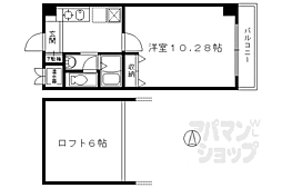 京都市営烏丸線 烏丸御池駅 徒歩4分の賃貸マンション 10階1Kの間取り