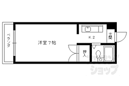 京福電気鉄道北野線 北野白梅町駅 徒歩7分の賃貸アパート 2階1Kの間取り