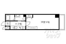 京都市営烏丸線 今出川駅 徒歩22分の賃貸マンション 2階1Kの間取り