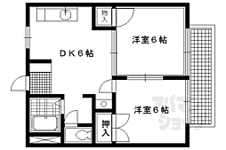 叡山電鉄鞍馬線 岩倉駅 徒歩15分の賃貸アパート 1階2DKの間取り