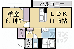 京福電気鉄道北野線 龍安寺駅 徒歩3分の賃貸マンション 2階1LDKの間取り