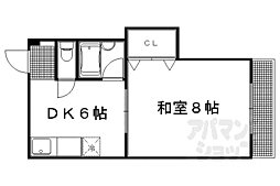 叡山電鉄叡山本線 一乗寺駅 徒歩9分の賃貸マンション 3階1DKの間取り