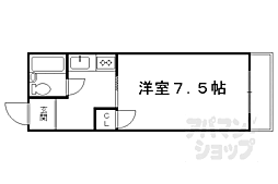 京都市営烏丸線 北山駅 徒歩1分の賃貸マンション 2階1Kの間取り