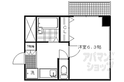 京福電気鉄道北野線 北野白梅町駅 徒歩14分の賃貸マンション 5階1Kの間取り