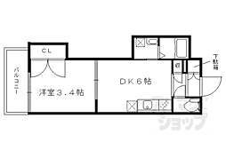 JR山陰本線 二条駅 徒歩14分の賃貸マンション 2階1DKの間取り
