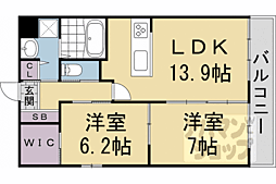 京都市営烏丸線 今出川駅 徒歩14分の賃貸マンション 5階2LDKの間取り