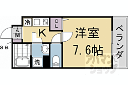 京都市北区平野宮敷町マンション 1Kの間取図画像