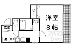 ウィングベル紫野 1Kの間取図画像
