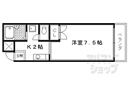 アビタシオン前田 1Kの間取図画像
