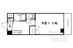 サンリーベ衣笠 1Kの間取図画像