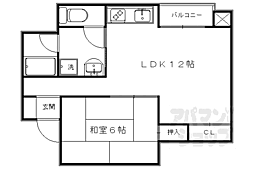 リアライズ衣笠 1LDKの間取図画像