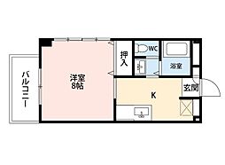 メゾンクロスオーバー 1Kの間取図画像