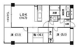 サンスクエア２１ 6階3LDKの間取り