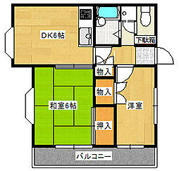 エスポアール上大岡東 2DKの間取図画像