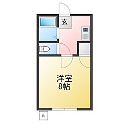ワンハイツオカムラ 1Kの間取図画像