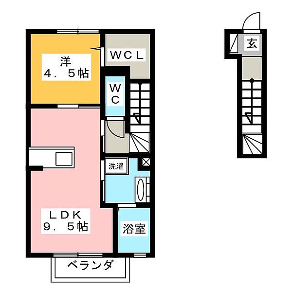 カーサ絆I ｜三重県津市大倉(賃貸アパート1LDK・2階・42.79㎡)の写真 その2
