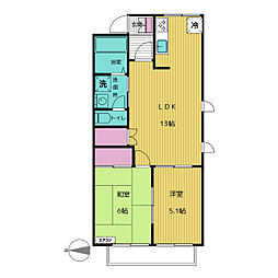 ソレイル21A 2LDKの間取図画像