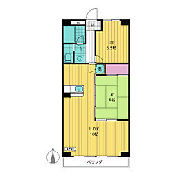 豊ハイツ 2階2LDKの間取り