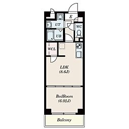 Ｓ−ＦＯＲＴ　津新町 13階1LDKの間取り