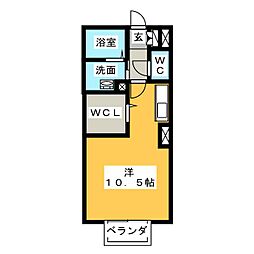 エスポワール 1階ワンルームの間取り