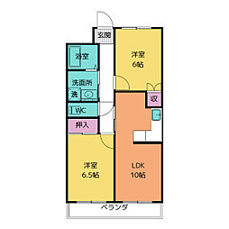 グランシャリオ 2階2LDKの間取り