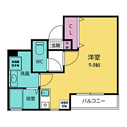 ＲＥＡＬ　ＢＬＯＳＳＯＭIII 1階ワンルームの間取り