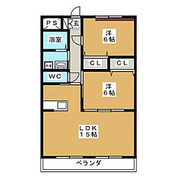ロイヤルふじ 2LDKの間取図画像