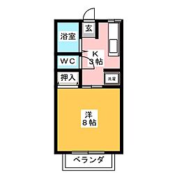 エフラット 2階1Kの間取り