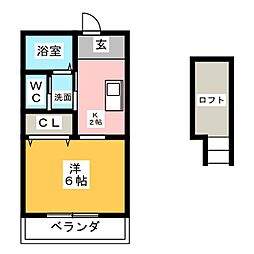 スマイルコーポ1 1Kの間取図画像