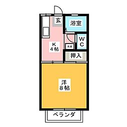 ハイム江戸橋B 1Kの間取図画像